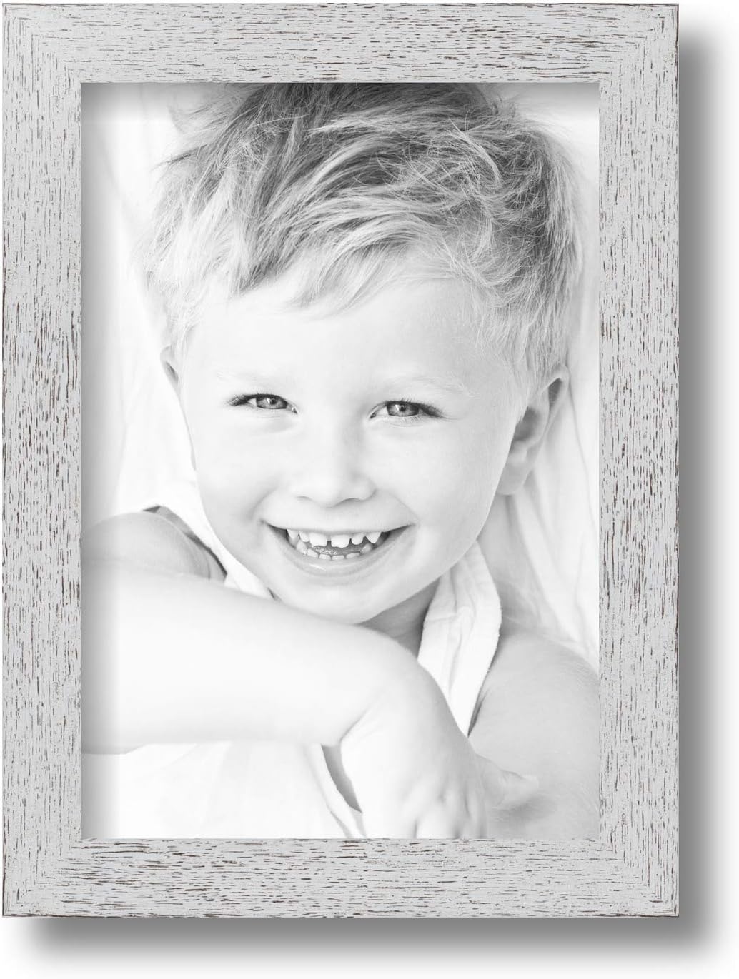 ArtToFrames 7x10 inch Eggshell Rustic Barnwood Wood Picture Frame, 2WOM0066-1343-YWHT-7x10