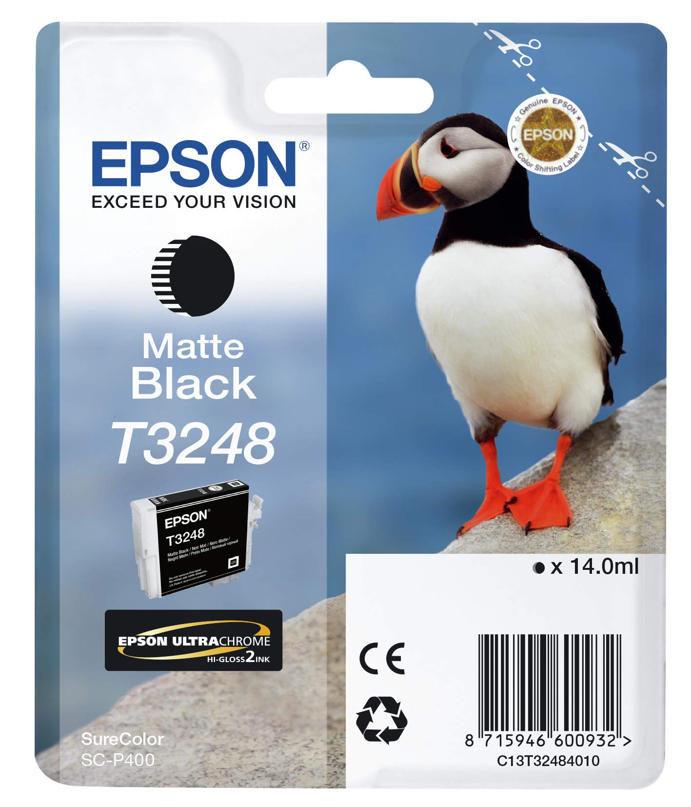 Epson T3248 Matte Black, Original, Pigment-Based Ink, Matte Black, Surecolor Sc-P400, 1 Pc(S)