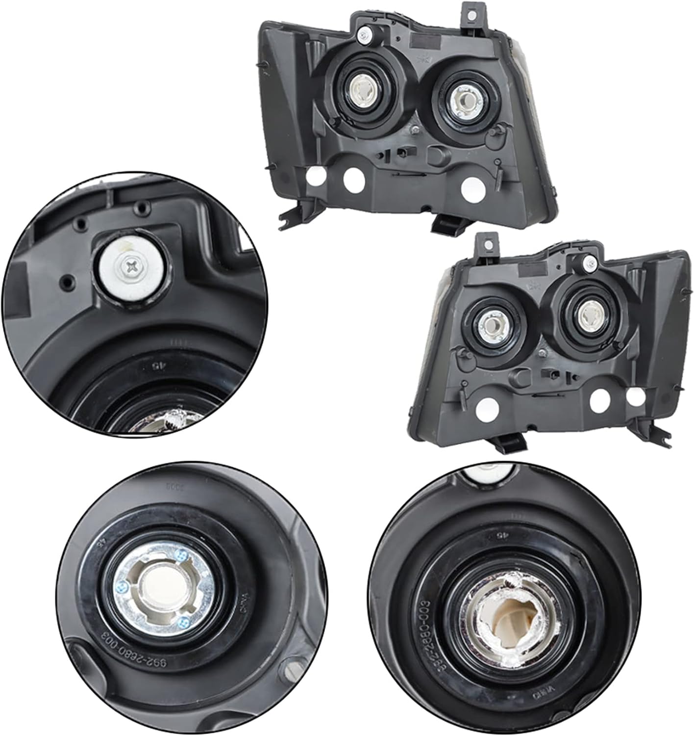 Halogen Headlight Assembly Headlights with Amber Corner Black Housing LH & RH Replacement for Suburban/Tahoe/Avalanche 2007 2008 2009 2010 2011 2012 2013 2014