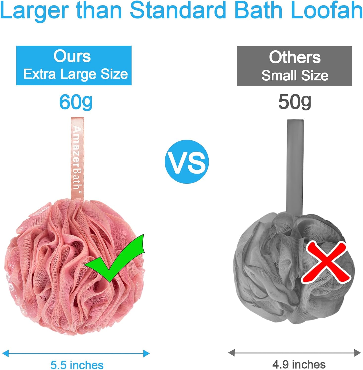 AmazerBath Loofah Sponge 60g/Piece, Exfoliating Bath Sponge Body Scrubber - Loofa Set of 4 - SunsetBerry Colors, Medium - Image 6