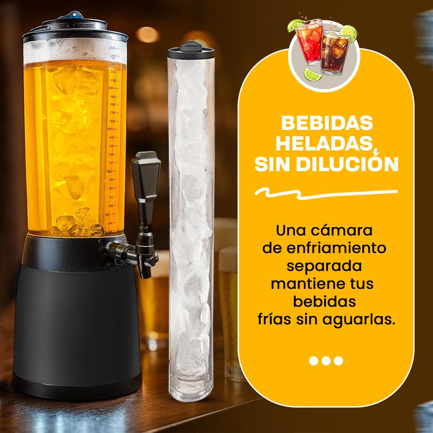 GOODS+GADGETS® Dispensador de Cerveza 4 L con Grifo y Enfriador