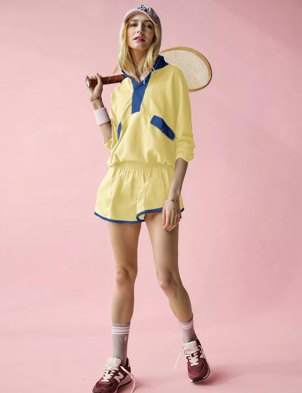 Womens Two Piece Short Sets Summer Lounge Sweatsuits Long Sleeve Outfits Travel Tracksuit with Pocket - Image 3