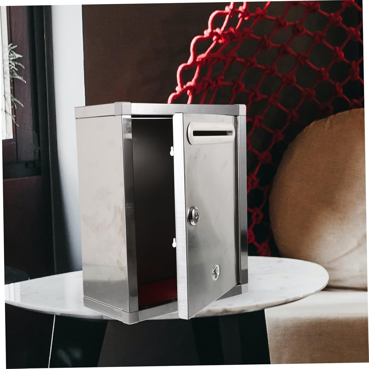 1pc Box Rust Stainless Steel Wall Mount Mailbox Stylish Outdoor Letter Box Durable Practical Design for Modern Decor Unique Vertical Mailbox for Front Door Suitable Color