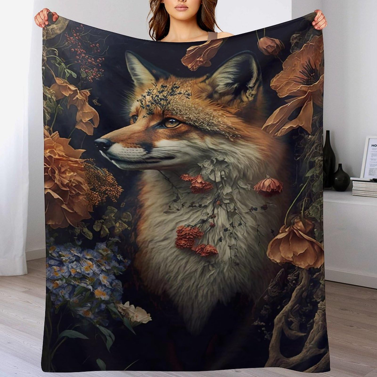Couverture polaire en flanelle supérieure douce et chaude motif renard