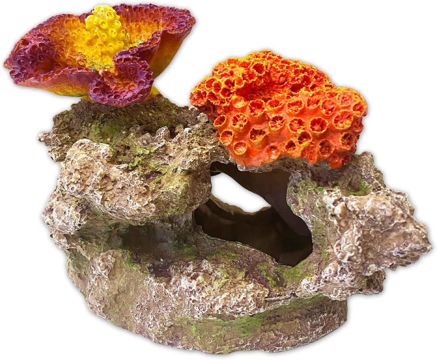 Decorative Resin Coral Insert for Fresh & Saltwater Aquariums, Featuring Multiple Species & Vibrant Colors, (9" x 5" x 7")