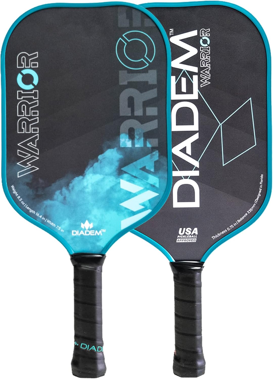 Diadem Warrior Pickleball Paddle | Carbon Fiber Face, 3X L-Core Hybrid Nomex Polymer Honeycomb Core, Grit Paint Surface for Spin, Control and Power | Indoor/Outdoor | USAPA Approved