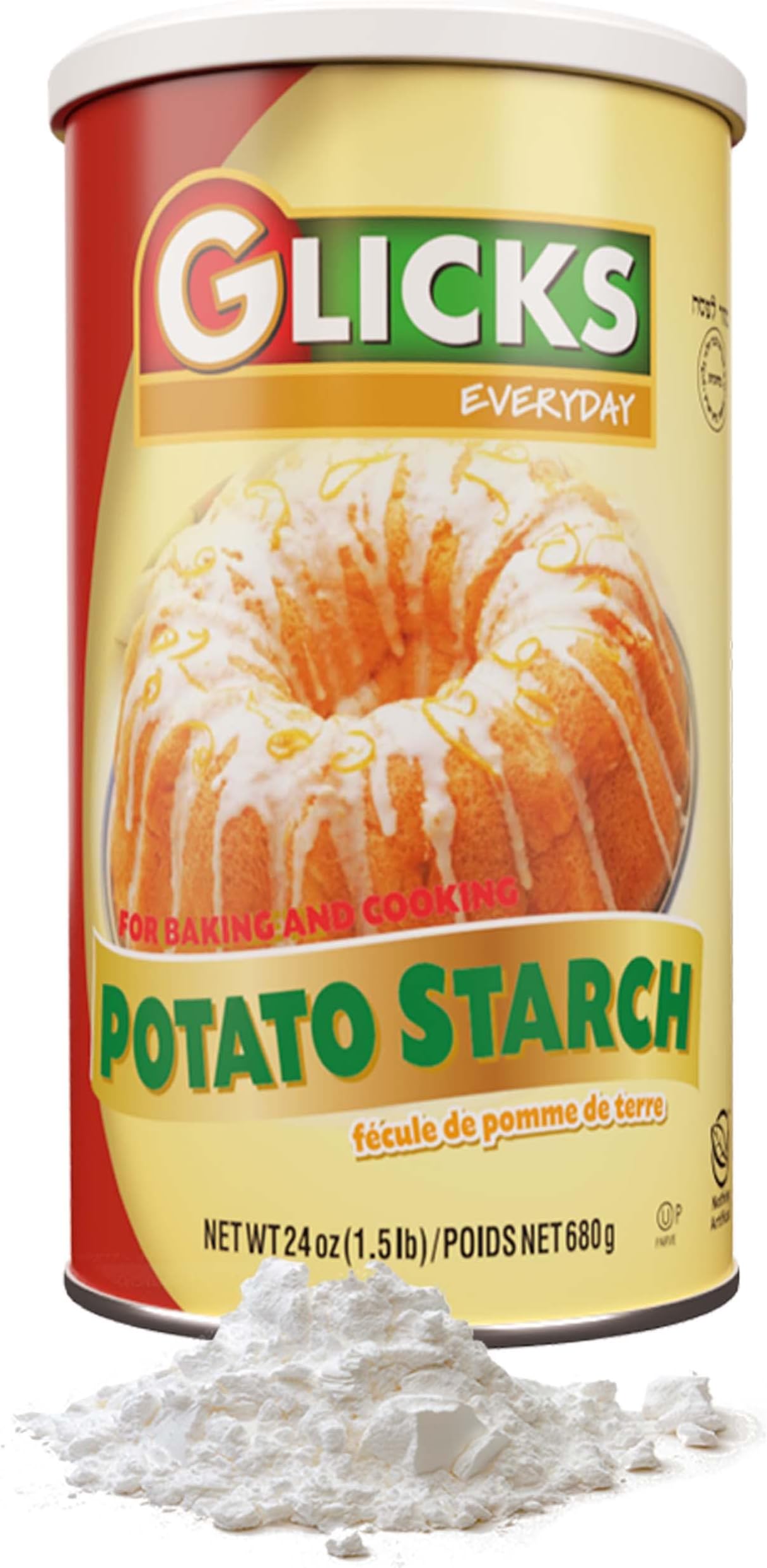 Glicks Finest, Potato Starch 24oz, (1.5 lb Resealable Container) Gluten Free