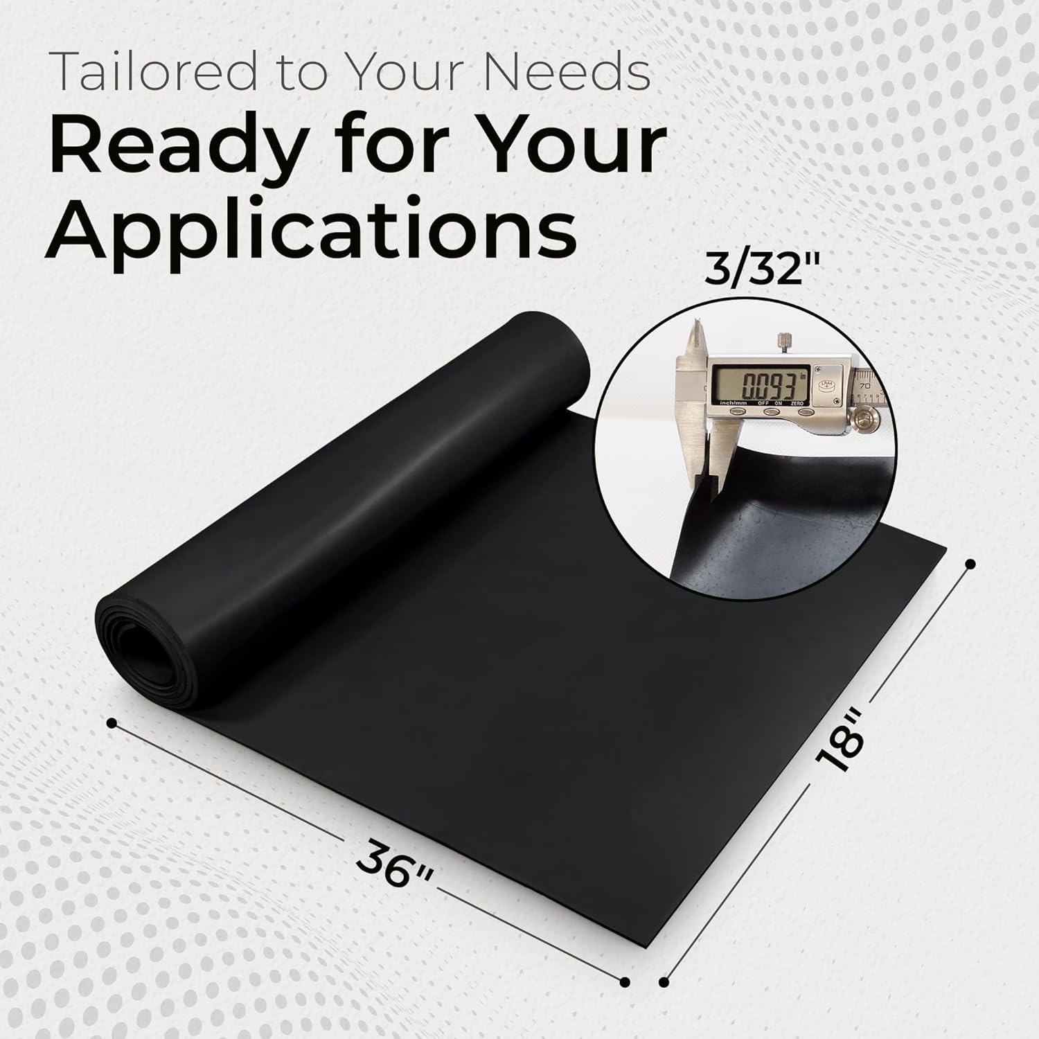 Exactly Rubber - Neoprene Sheet, 60A Durometer Rubber Mat, Gasket Material with -30 to 195°F Temperature Resistance, Oil and Gasoline-Resistant Rubber Sheet, Made in The USA, 3/32 x 18” x 36”