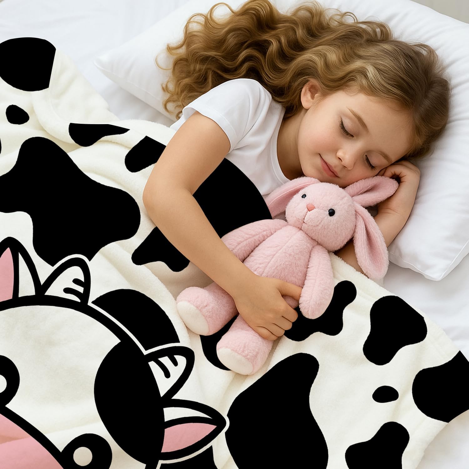 Cute Cow Blanket Soft Cozy Flannel Cow Throw Blankets Kids Adults for Bedding Bedroom Living Rooms Sofa Full Season Gifts 60"x50"