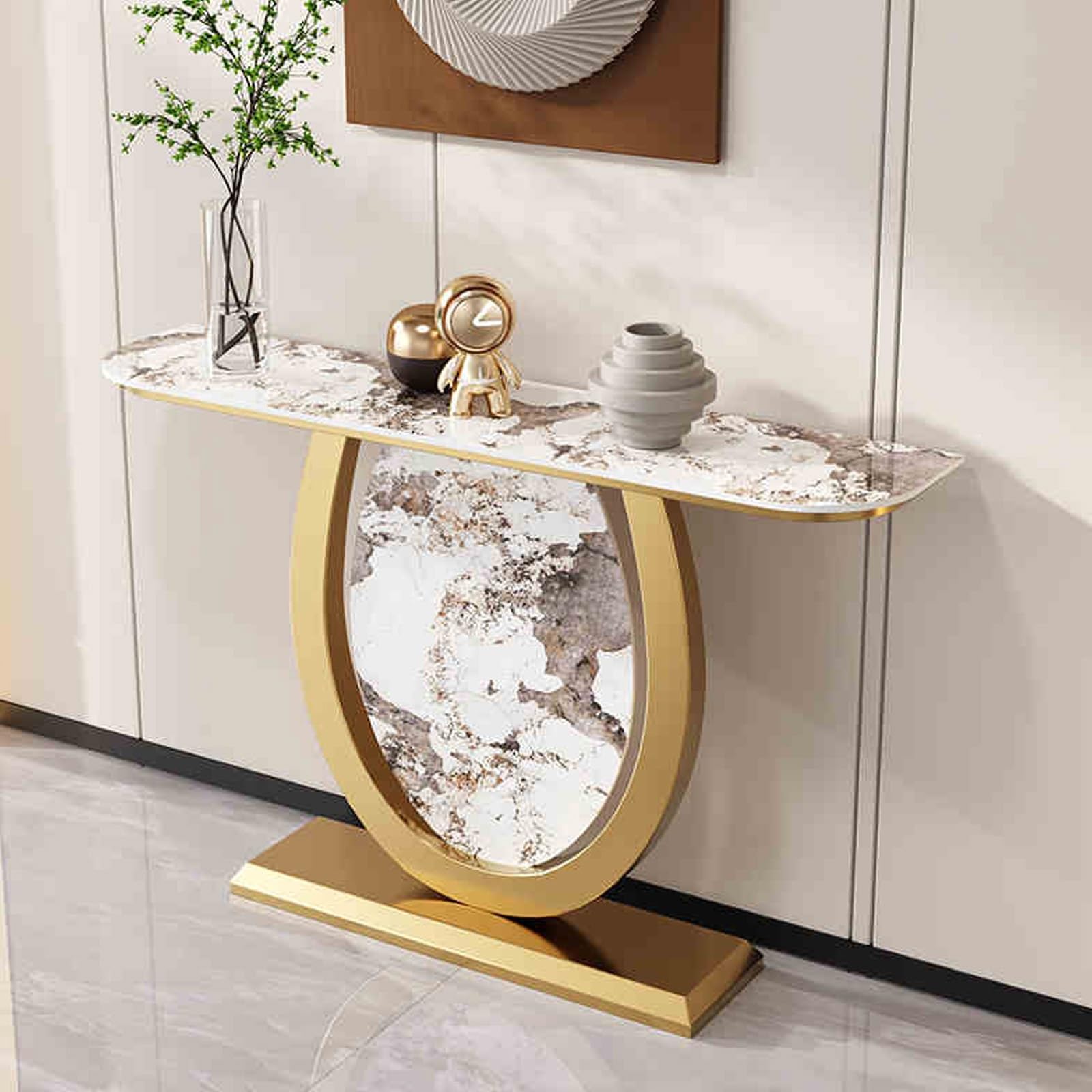 LaYiQimn Modern Console Table,Narrow Console Table - Modern Entryway Table with Storage, Metal Frame Accent Table for Living Room, Hallway & Foyer