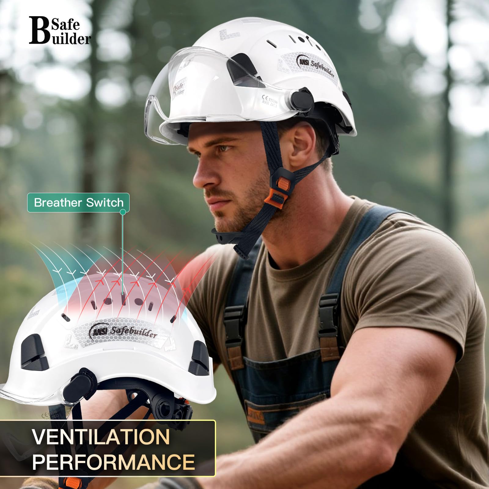 Casco de seguridad de construcción con visera ABS casco duro ajustable de ventilación industrial protección de cabeza para hombres certificado ANSI/ISEA Z89.1