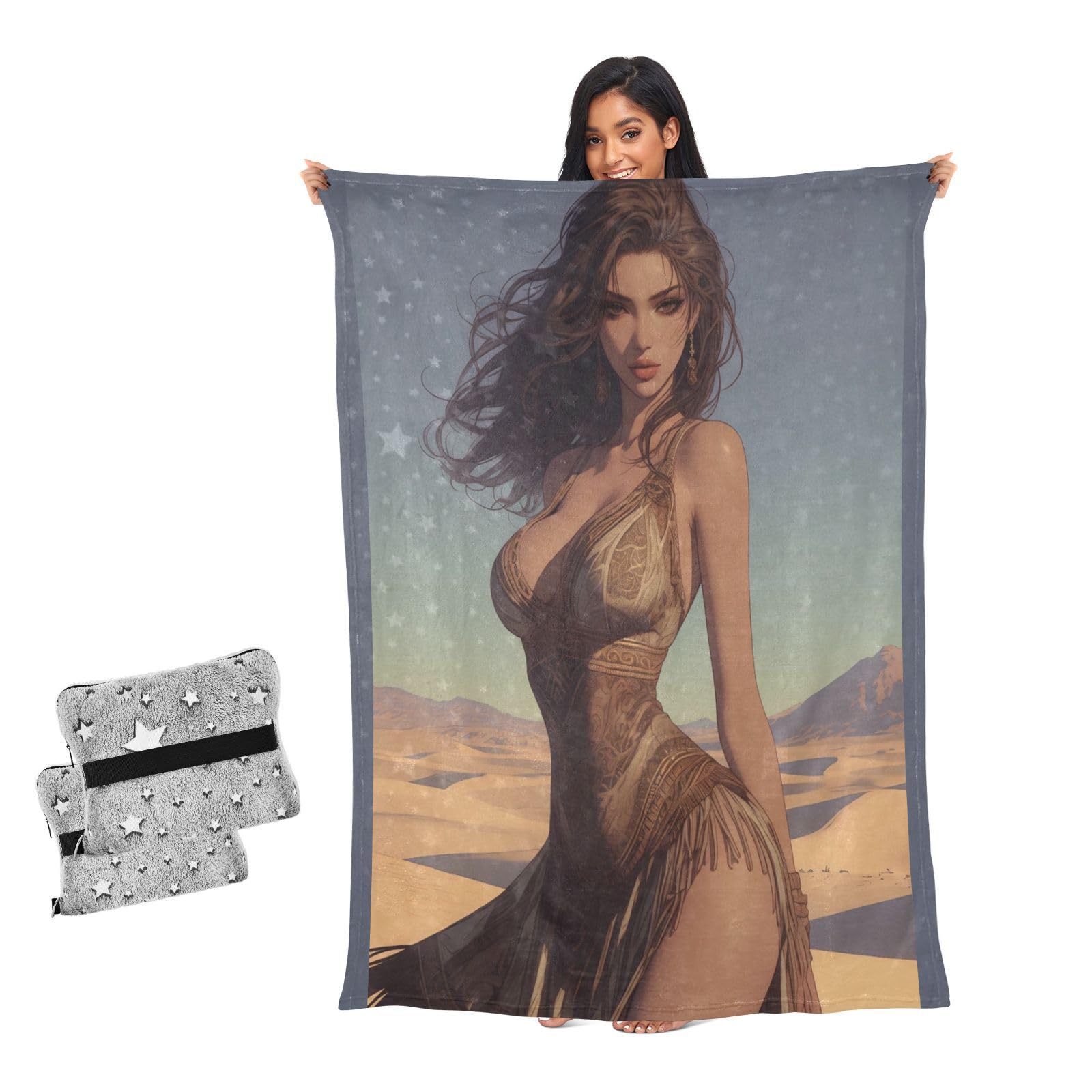 Manta para sofá de estilo bohemio con diseño de mujer gitana para salón