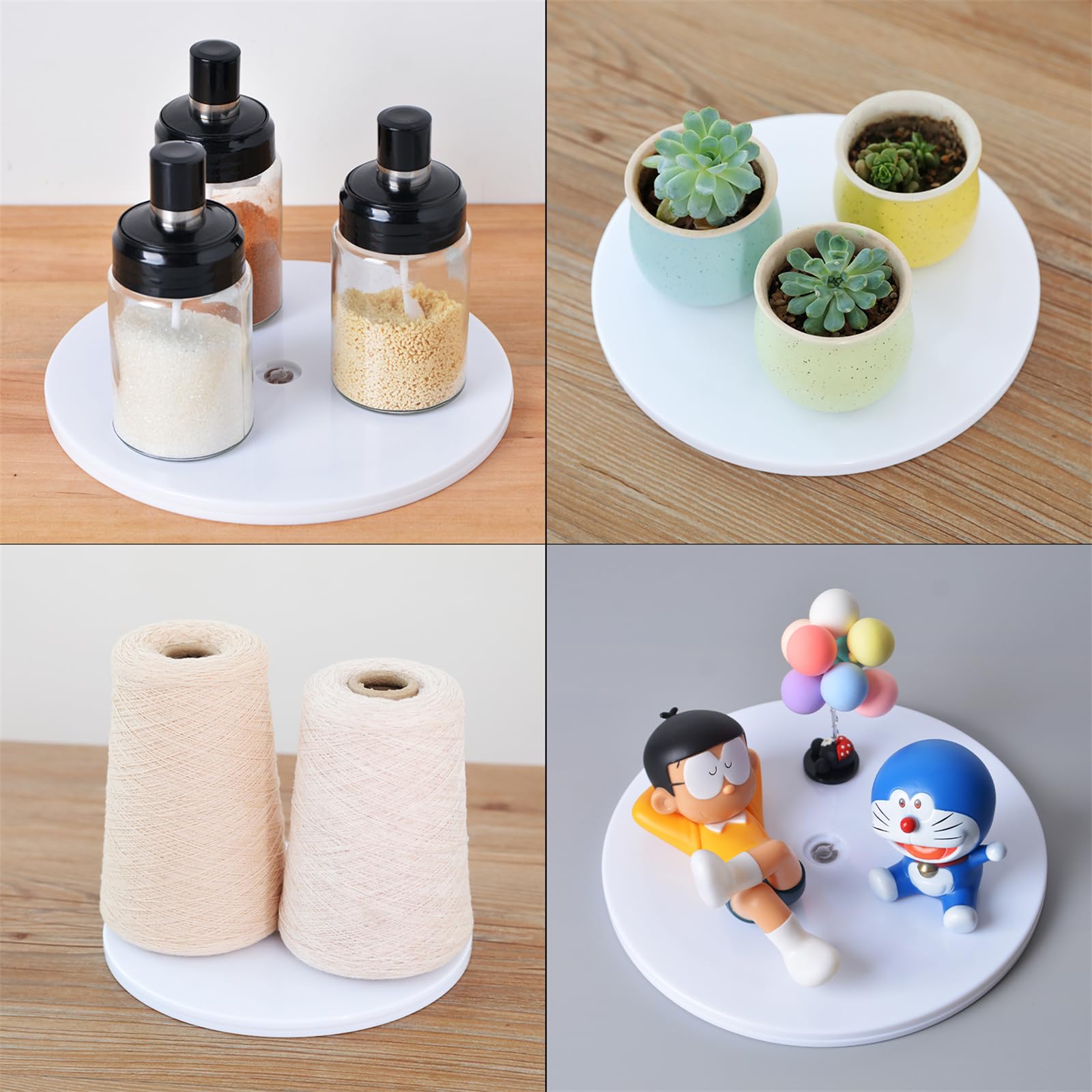 Bandeja giratoria pequeña Lazy Susan de 6 pulgadas con rodamiento de bolas acrílicas para estante de especias, mesa, pasteles, cocina, despensa, decoración de baños, capacidad de carga de 20 libras (rotación de 360˚), transparente 5
