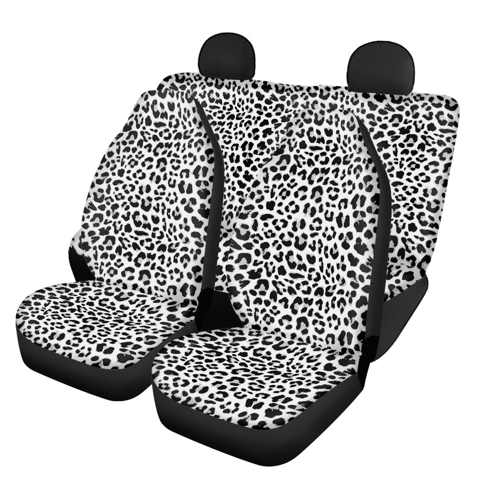 Coldinair Snow Gray Leopard Print Car Seat Covers Full Set for Women,Stretchy Front and Rear Bench Seat Covers,Universal Fit for Most Cars,Sedan,Truck Van,Wild Cheetah Auto Interior Accessories