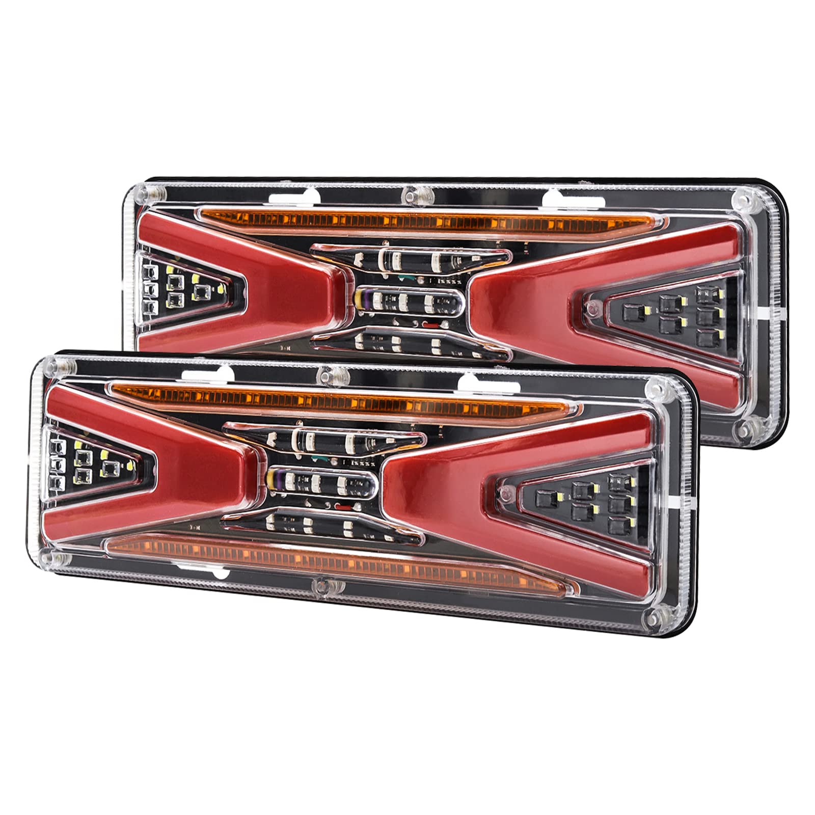 Feu de frein à remorque 24V feu arrière arrière, 2pcs Truck inverse stop feux de tour de virage indicateur de virage pour le tracteur de camion de voiture Caravan Campeur (LED131)