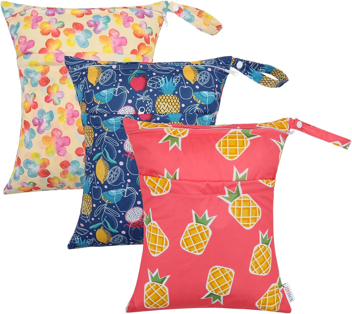 ALVA 2pcs Wet Dry Bags for Diaper Bag Waterproof Reusable with Two Pockets