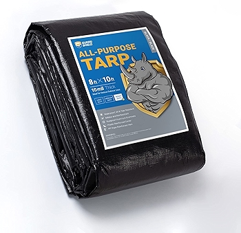 重型防水黑色遮盖布 8x10英尺 UV抵抗篷布