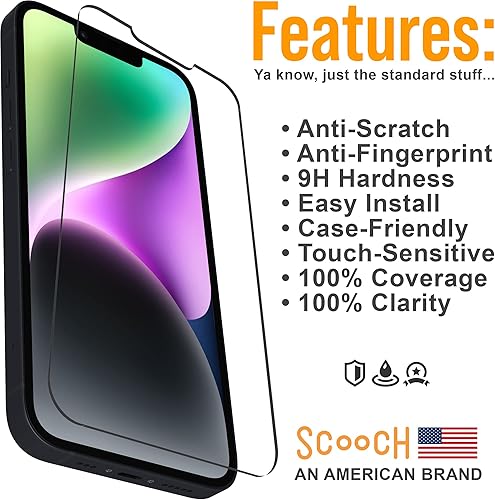 Miniatura 3 de Scooch Multipack de vidrio templado para iPhone 13, 3 protectores de pantalla y 2 protectores de lente de cámara, vidrio templado 9H premium,