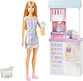 Careers Playset, Ice Cream Shop Set with Blonde Fashion Doll, Ice Cream Machine, Molds, Dough & Accessories