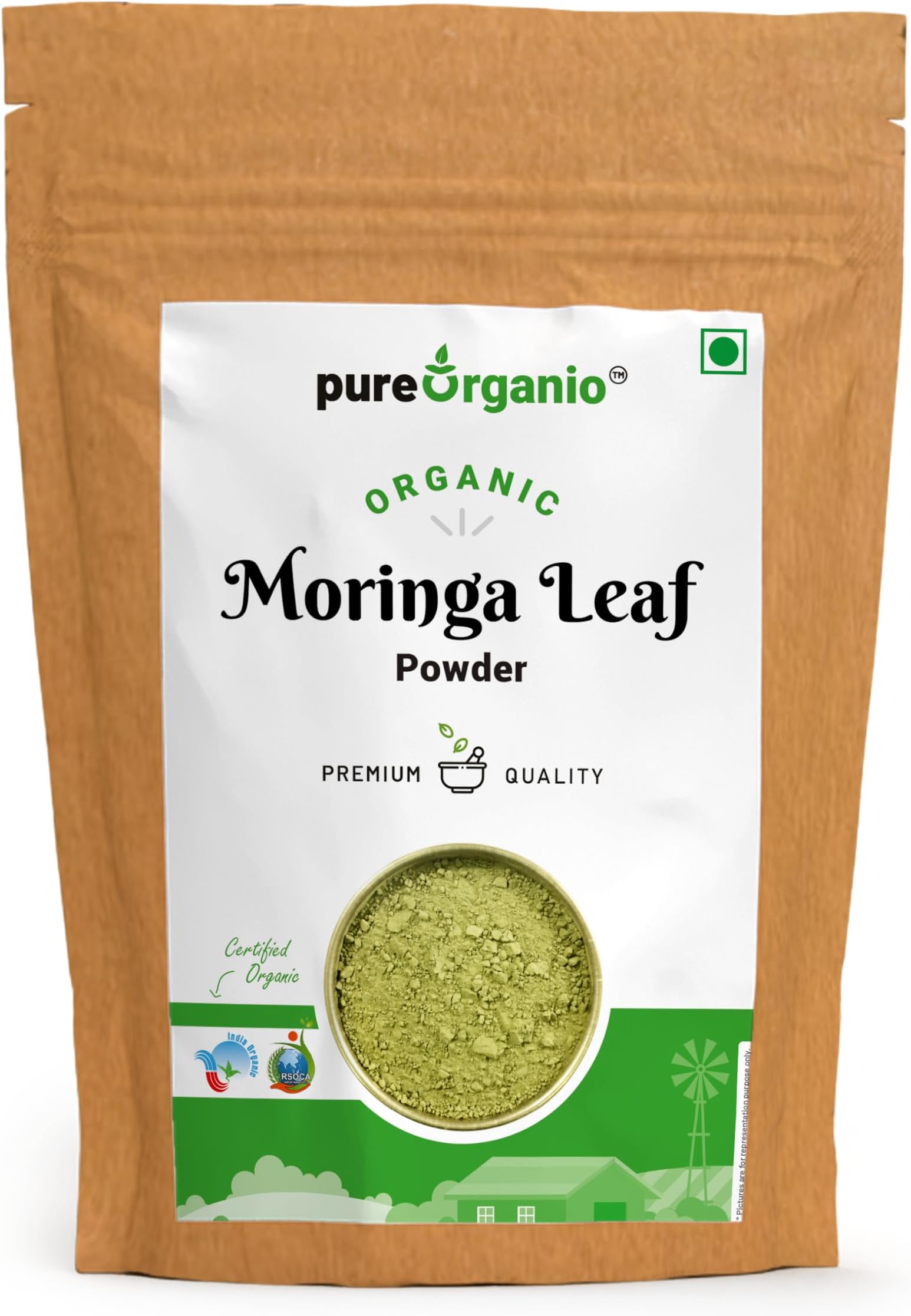 Moringa Powder Organic | NPOP Certified | Indian Organic Moringa Powder for Nutrient-Rich Superfood | Natural Energy Booster | Pure Moringa Leaf Powder for Smoothies and Cooking (100 Gm)