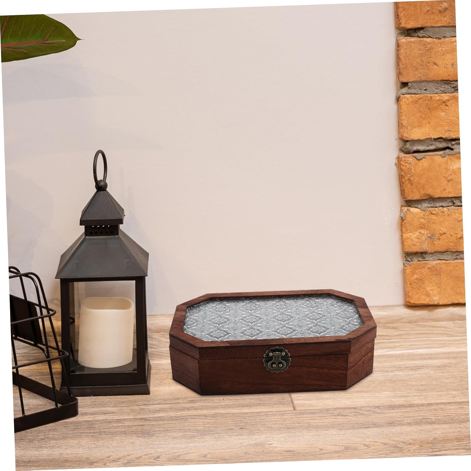 LIFKOME Vintage Wooden Jewelry Box with Hinged Lid Vanity Storage for Desk image 5