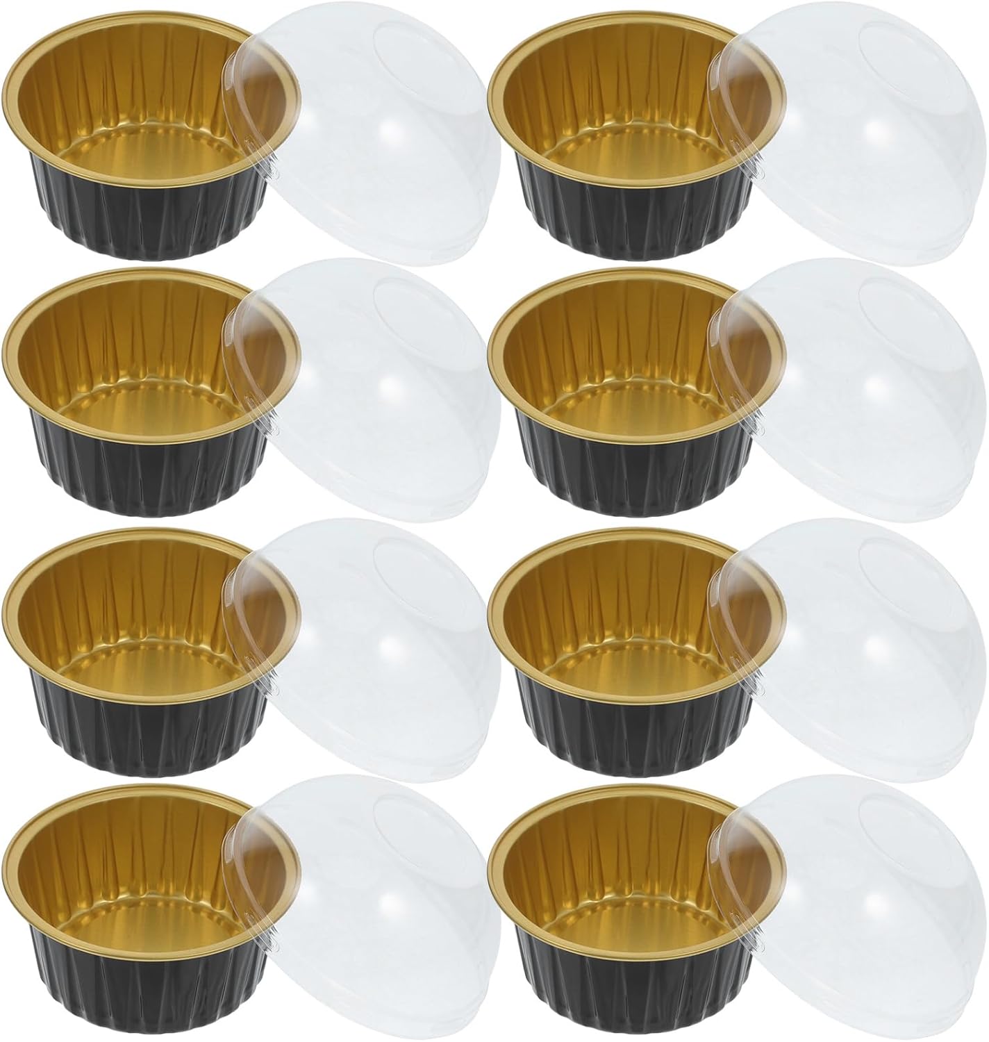 100Pcs Mini Aluminum Foil Baking Cups with Lids 125Ml High-Temperature Resistant Disposable Cake Pans for Muffin Brownie Pudding Dessert Baking