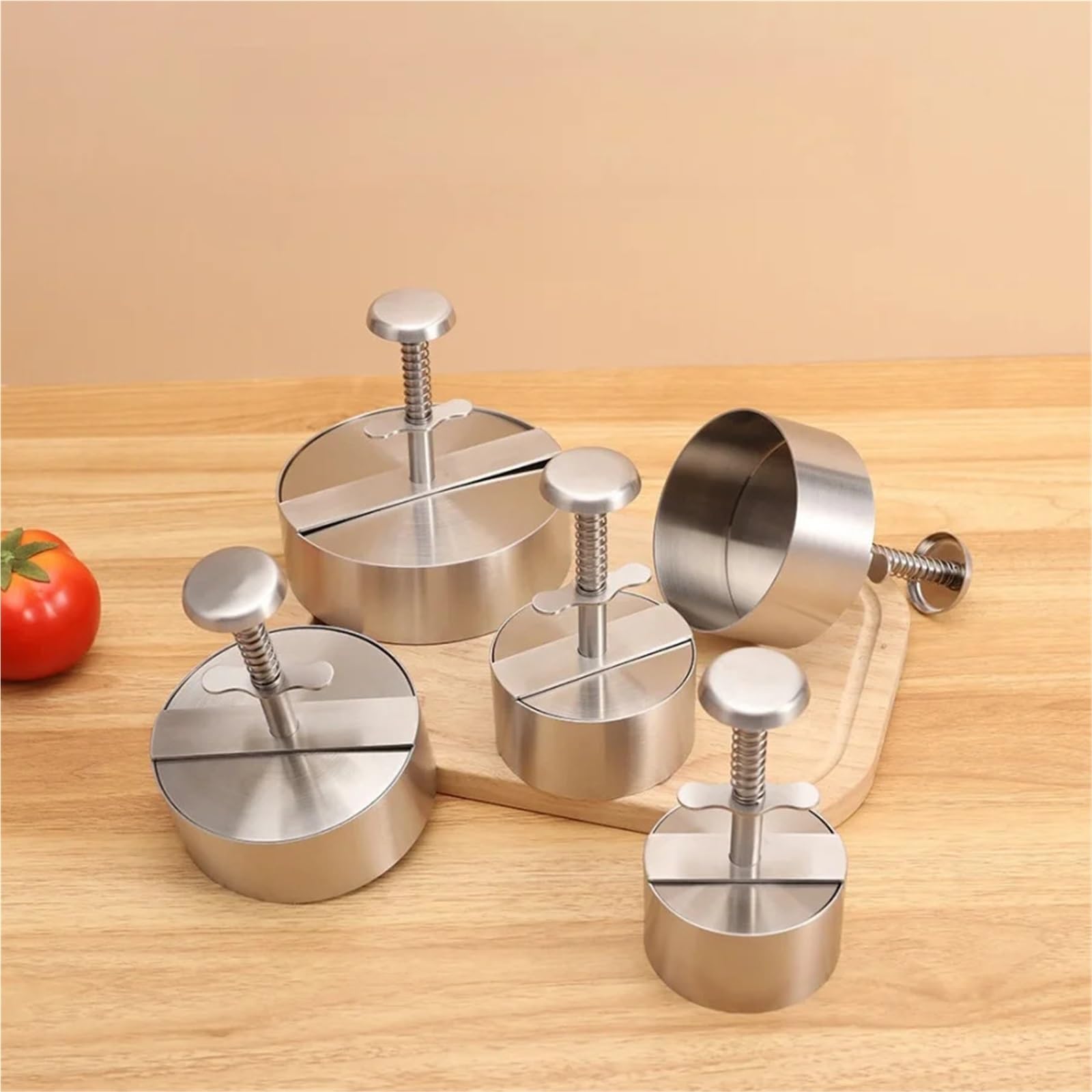 Stampo riso acciaio inox Pressa for hamburger e patty | Utensili for barbecue for manzo da cucina con spessore regolato dello stampo manuale(14cm)
