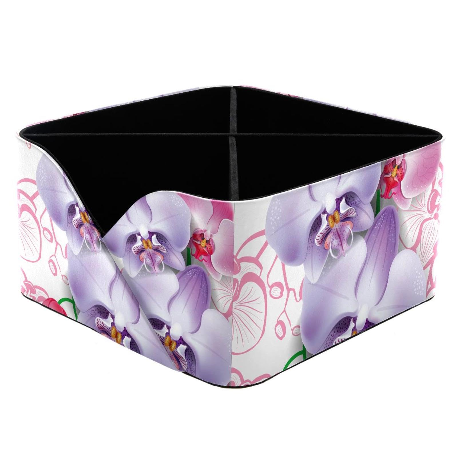 KengjuTesu Orchid Shading Desktop Organizer Pen Holder, Rectangular Pencil Cup for Office, Study and Makeup Stations