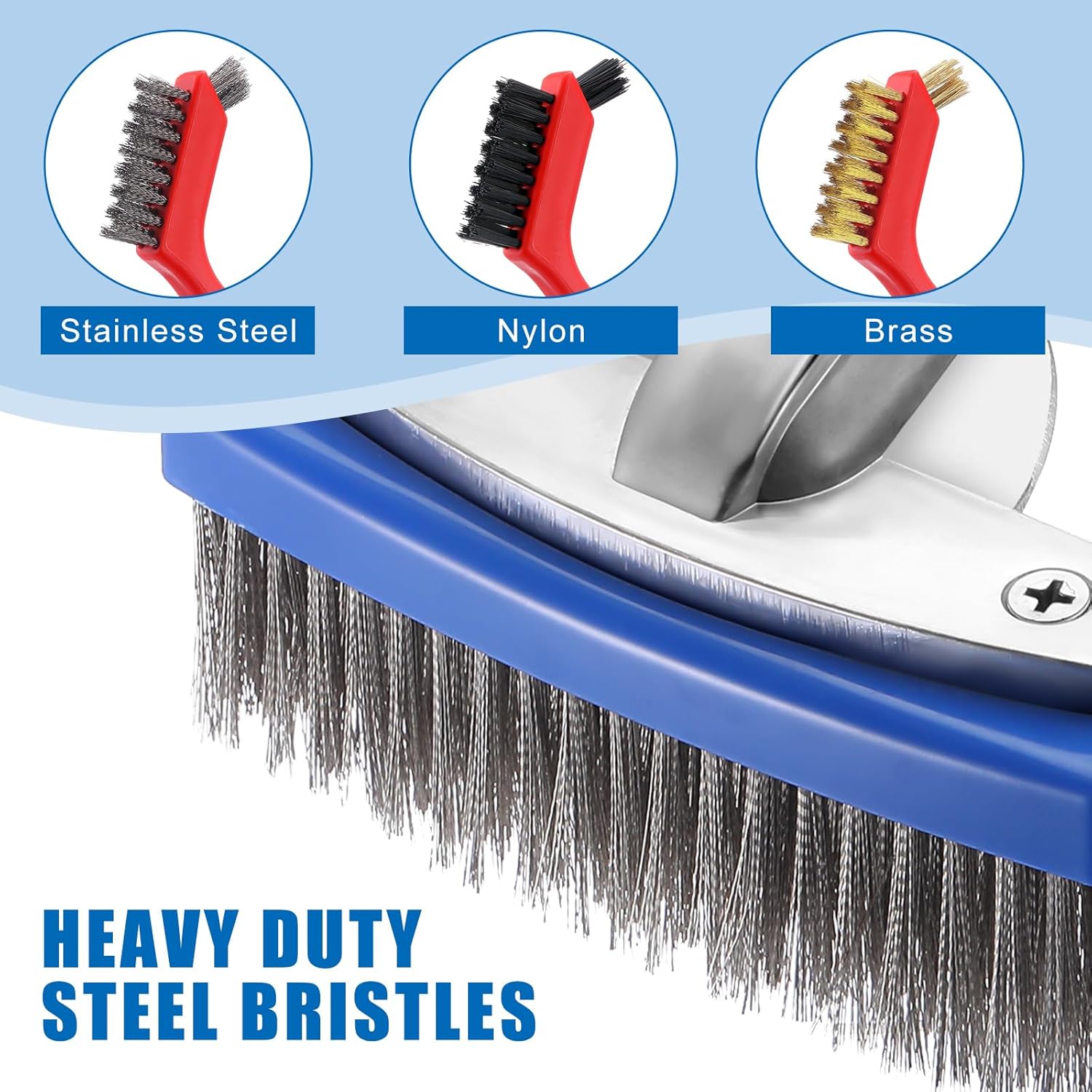 Sliner 6 Pcs Pool Cleaning Kit 5 Inch Stainless Steel Pool Brush Pumice Stone Metal Wire Bristles Srubber Calcium Remover for Swimming Build-up on Tiles, Rust Stains on Concrete Walls