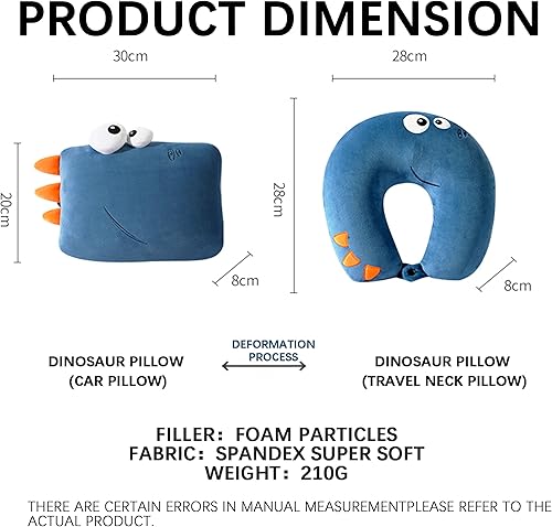 Miniatura 6 de qianliyer Almohadas de cuello para niños para viajes, almohada de viaje de felpa transformable 2 en 1 para viajes en avión y automóvil, adorable