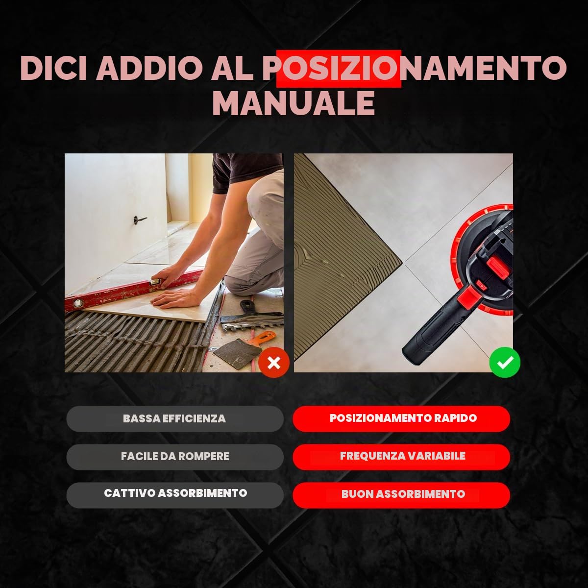 Ventosa vibrante SENDI VSC-18 - Macchina progettata per la vibrazione di piastrelle, gres di diverse dimensioni, 6 livelli di vibrazione e 180 mm di diametro
