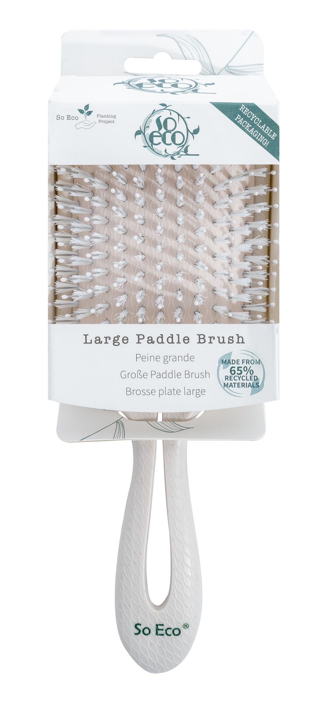 So Eco Biodegradable Paddle Hair Brush - Large Dual Bristle Brush for Detangling and Smoothing Medium to Long Hair, Gentle Detangling Without Static
