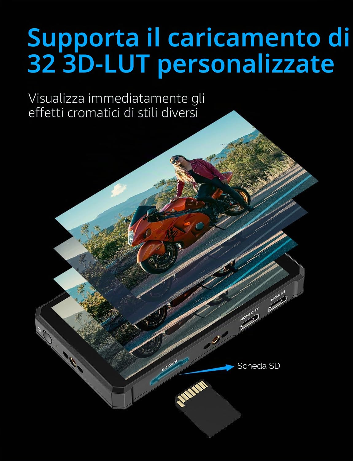 FEELWORLD PS6 Monitor da campo per videocamera da 5,5 pollici OLED verticale/orizzontale con batteria da 2200 mAh e borsa per videocamera, touchscreen, forma d'onda, 3D LUT, istogramma per cortometra