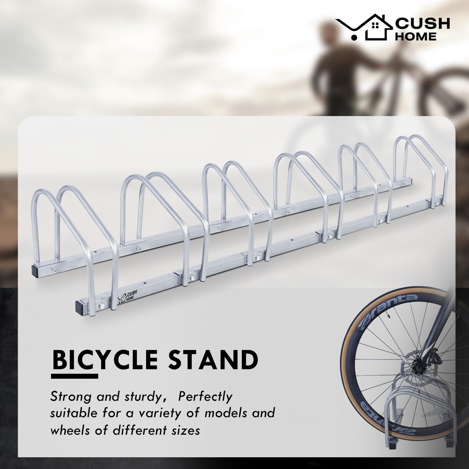 CCLIFE Râteliers à Vélo au Sol pour 3 Vélos avec Largeur de Pneu Jusqu'à 65 mm Support de Rangement pour Bicyclette en Fer 160 x 32 x 26 cm