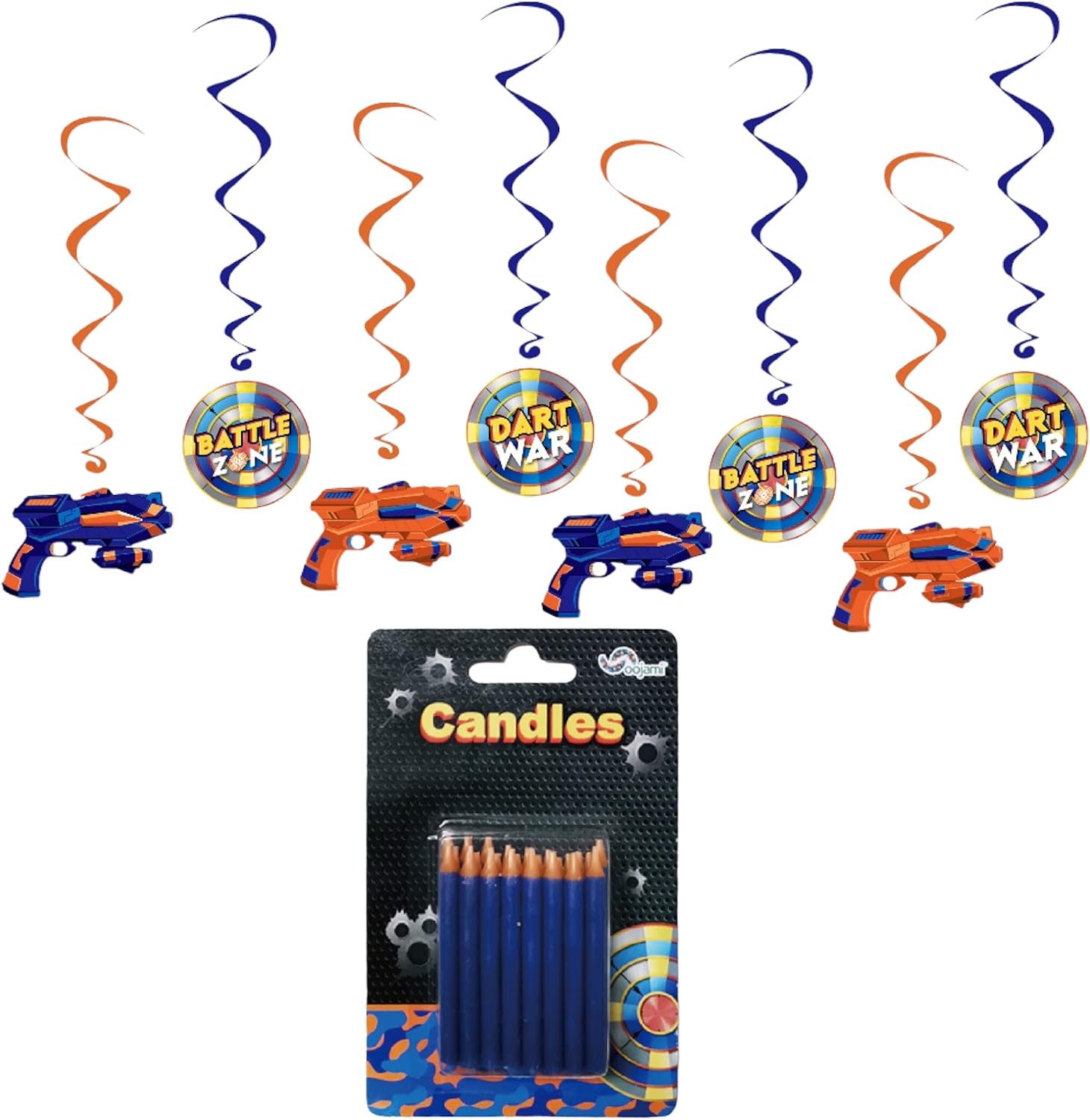 Serves 30 Complete Dart War Party Supplies Includes Plates,Napkins,Table Covers,Balloons, Happy Birthday Banner,Candles, Swirls, Balloons, Ideal for Dart War Birthday Theme Party Decor