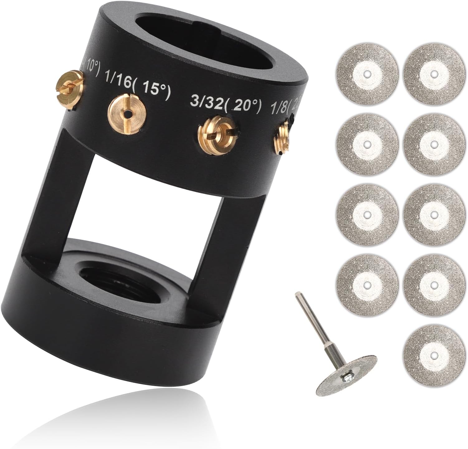 Aluminum Tungsten Electrode Sharpener Grinder for TIG Welding, TIG Sharpener Welding Tungsten Grinder Head TIG Welding Tool with 4 Multi-Angle Cut-Off Slots and 10 Grinding Discs Replacement