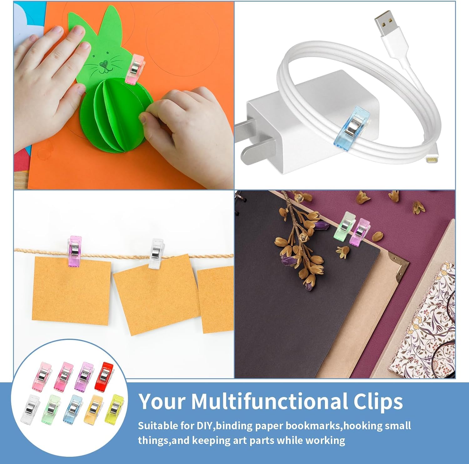 400 Sewing Clips Quilting Supplies Multipurpose Plastic Fabric Clips Assorted Colors for Sewing Quilting Binding Crafts