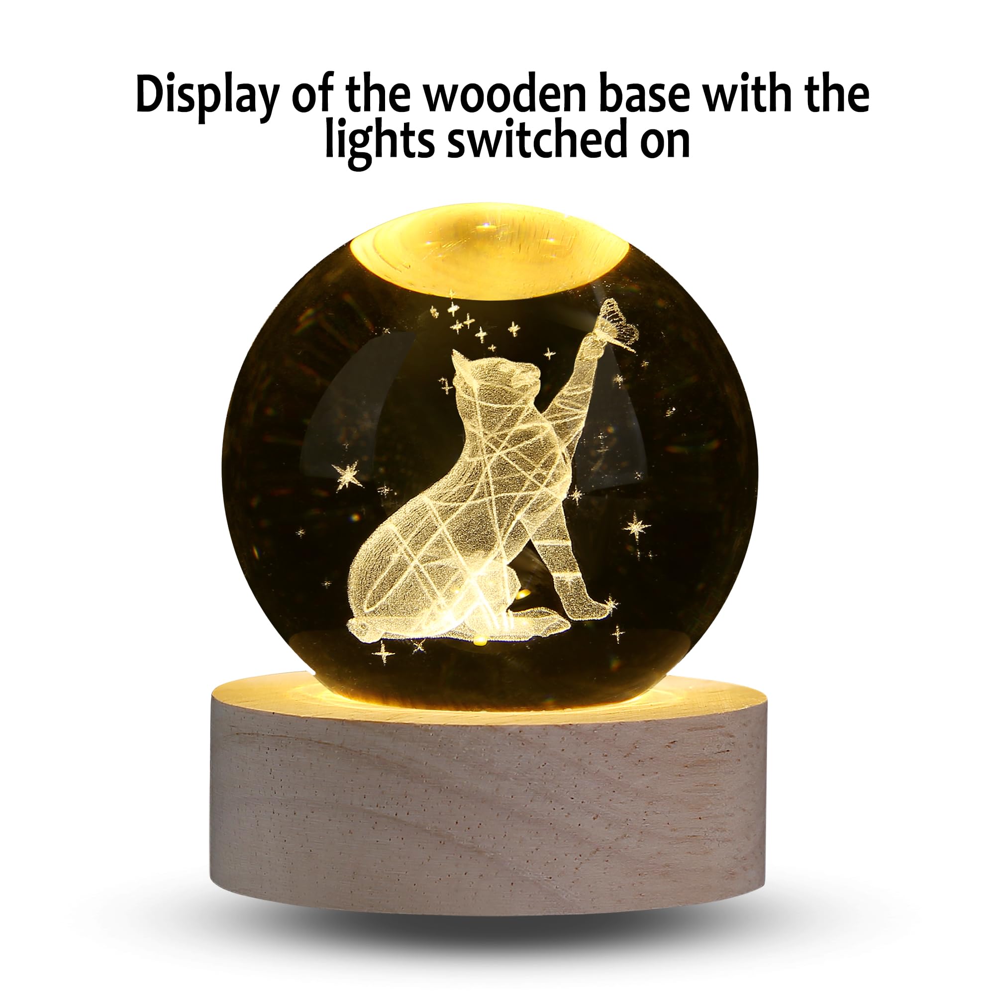 XIANNVXI 3D 60mm Cat Crystal Ball Ornament Paperweight Cat Presents for Women Memorial Gifts Themed Gifts Cute Bedroom Decor Decoration for Bedroom Cute Stuff - Image 4