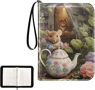 Garden Mice Eapot Waterproof Trading Card Binder,400-Pocket Trading Album Display Holder,Display Case with Card Sleeves Set for Soccer Card,Gaming Cards,and Other TCG 2011646