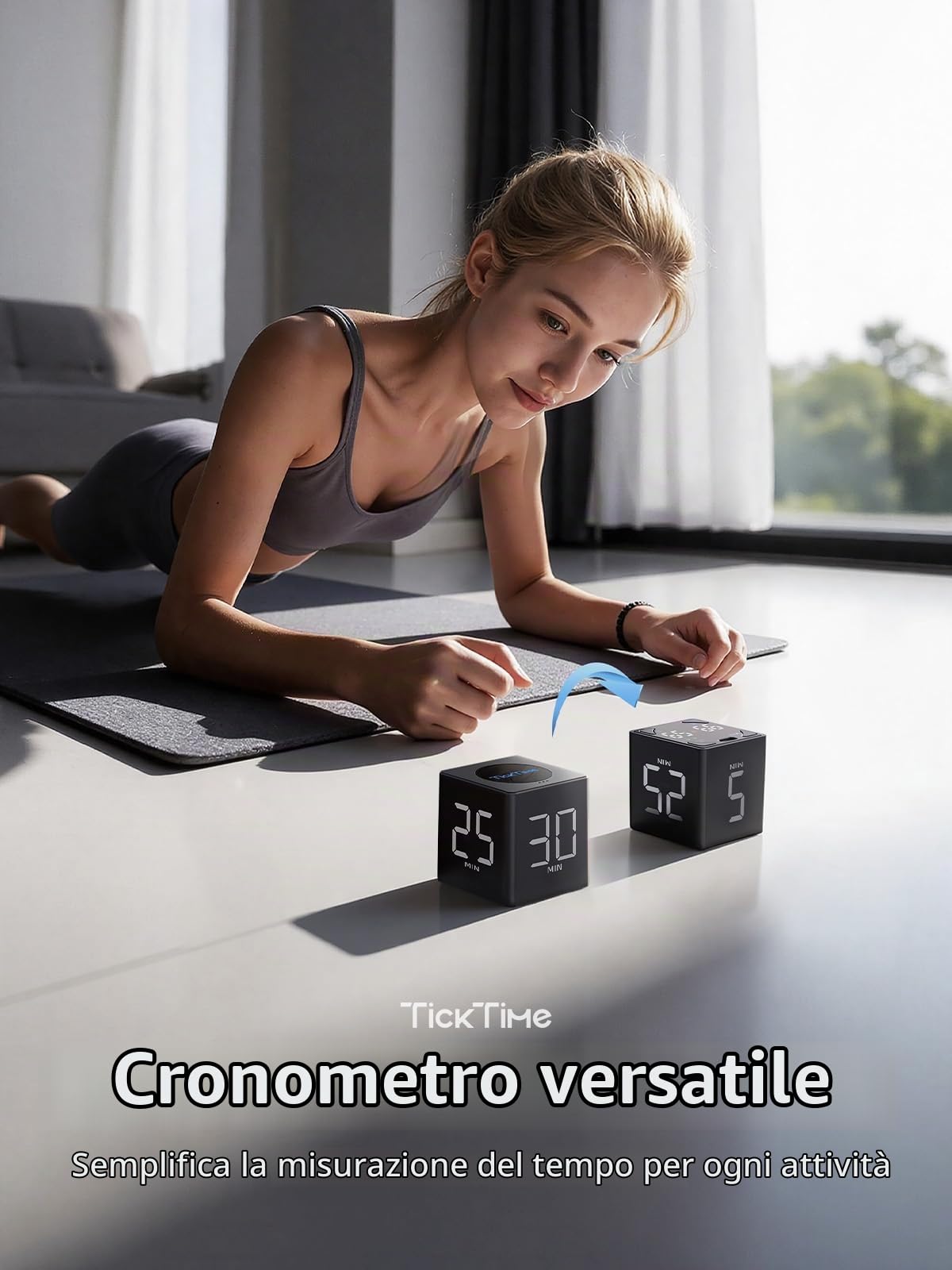 Ticktime T4 Pomodoro Timer Per Studio, Lavoro, Attività, ADHD, Cucina | Timer Pomodoro, Flip 5/25/30/60 min Countdown, Timer e Cronometro, 3 Opzioni Avviso, Display Chiaro, Flip Pausa & Riprendi
