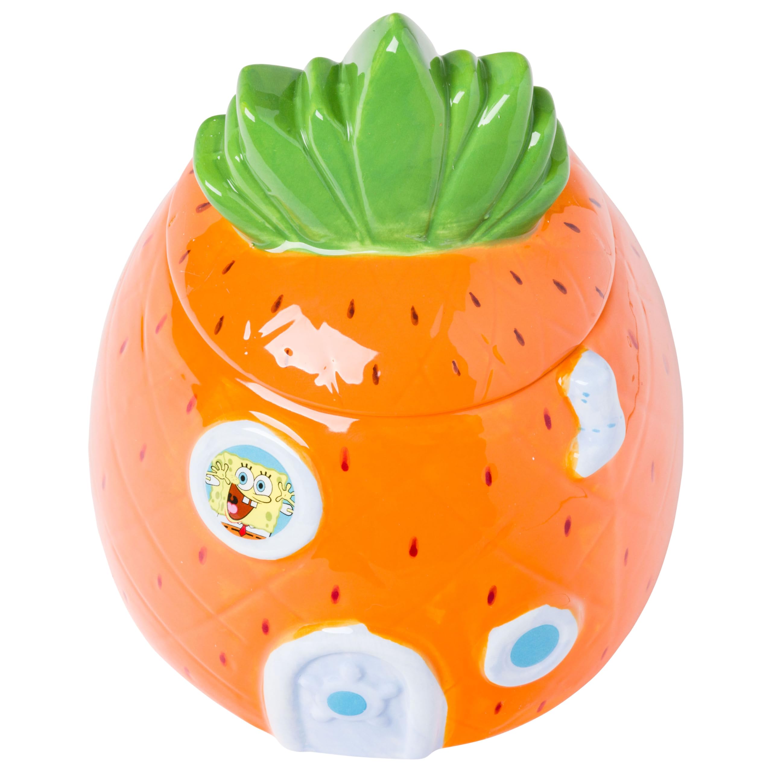 Silver Buffalo Disney Alice in Wonderland Flowers and Mushrooms Glass Cookie Snack Candy Jar with Lid (Small): Spongebob Squarepants (Ceramic Sculpted) 1 Ounces