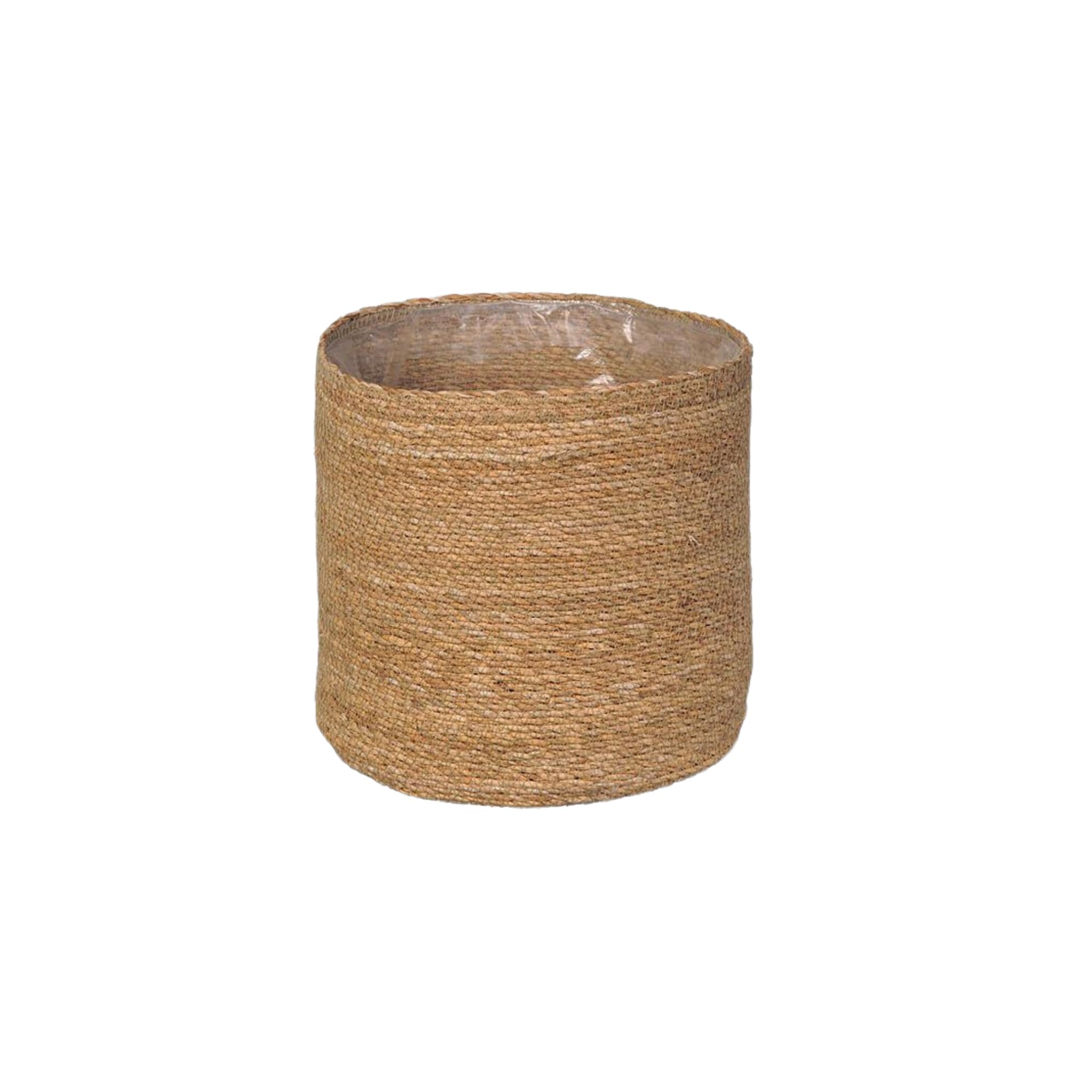 SMPLY. Macetero Semirígido de Yute Redondo Cesta Mimbre Ideal para Macetas o Tiestos Válida para Interiores o Terrazas 12 x 12 cm Color Natural