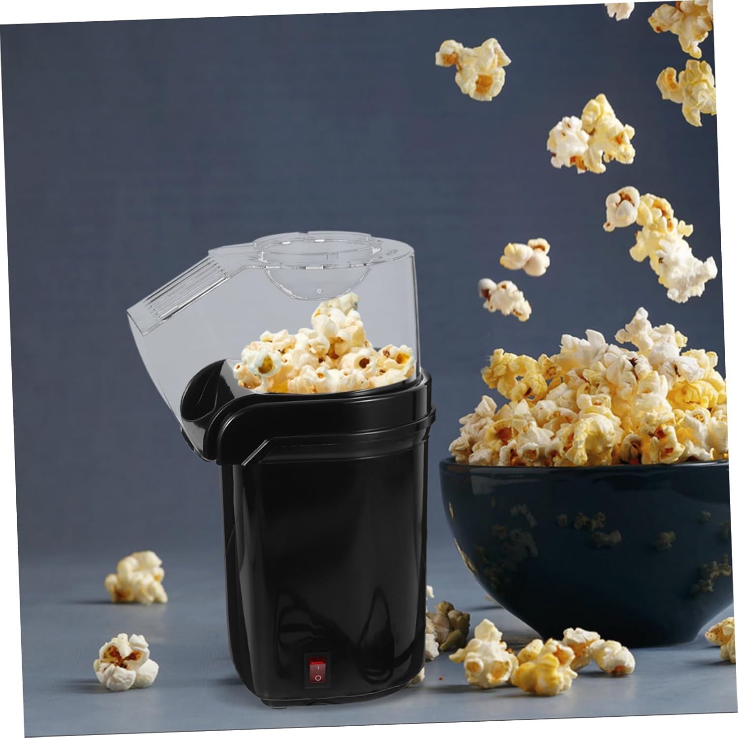 Electric Hot Air Popcorn Machine Automatic Kernel Popper with Safety Compact Portable Design for Home Movie Nights Adults Black