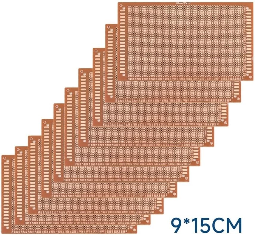 for DIY Kits 10-piece Pack, 5x7, 7x9, 9x15, 12x18, 13x25cm, Single-Sided PCB Breadboard, Universal Printed Board(12X18)