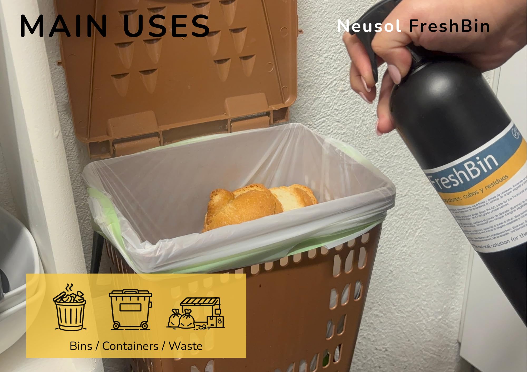 FreshBin neutralizator zapachów do kostek, pojemników i odpadów, usuwa organiczne zapachy, ryby i resztki jedzenia, świeży cytrus, bezpieczna formuła bez CLP, 5 l