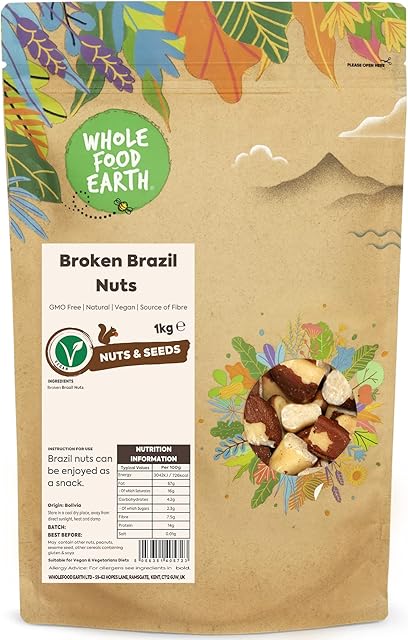 Wholefood Earth Broken Brazil Nuts 1kg | GMO Free | Natural | Vegan | Source of Fibre