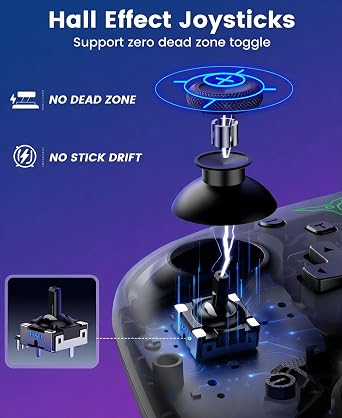 Switch 2 Controller Compatible with Nintendo Switch 2/Switch/OLED/Lite - Hall Effect Joystick & Trigger - 7 Color RGB Wireless Pro Controller with Charging Dock, Macros, Turbo, KeyLinker App - Black