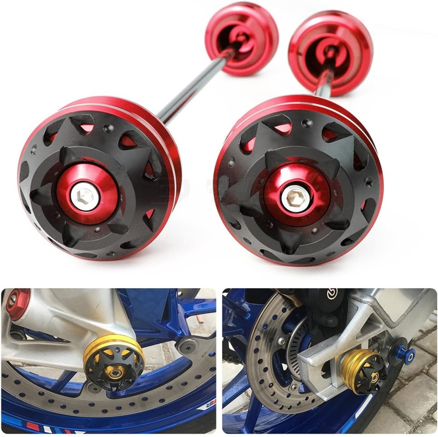 for Yamaha for XT1200Z for XT 1200ZE Super 2010-2020 Tenere Motorcycle Front Rear Axle Fork Wheel Protector Crash Sliders Pad Accessories (Color : Blue)