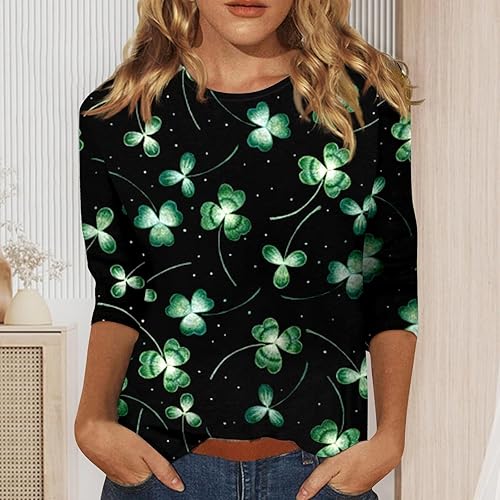 Miniatura 2 de Camisa del día de San Patricio, camisetas de manga 34 para mujer, camisetas irlandesas del día de San Patricio, camisetas estampadas con trébol de