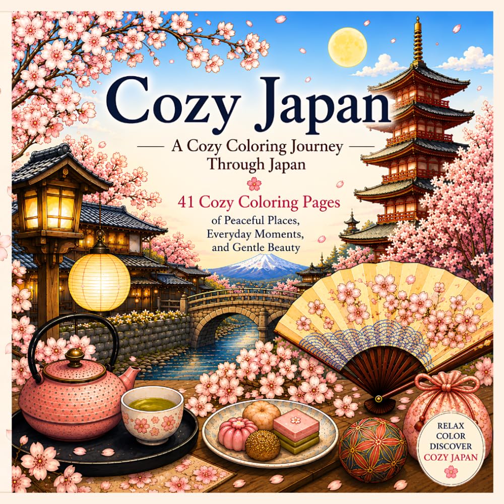 Cozy Japan: A Cozy Coloring Journey Through Japan (Cozy Japan Coloring Book Series)